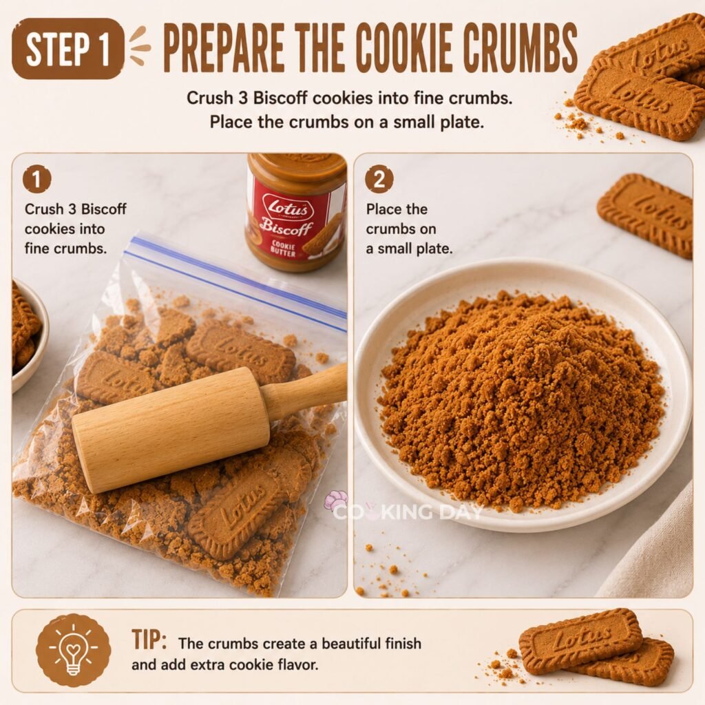 Prepare the Cookie Crumbs - Biscoff Milkshake