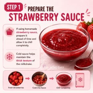 Prepare the Strawberry Sauce - Strawberry Cheesecake Milkshake