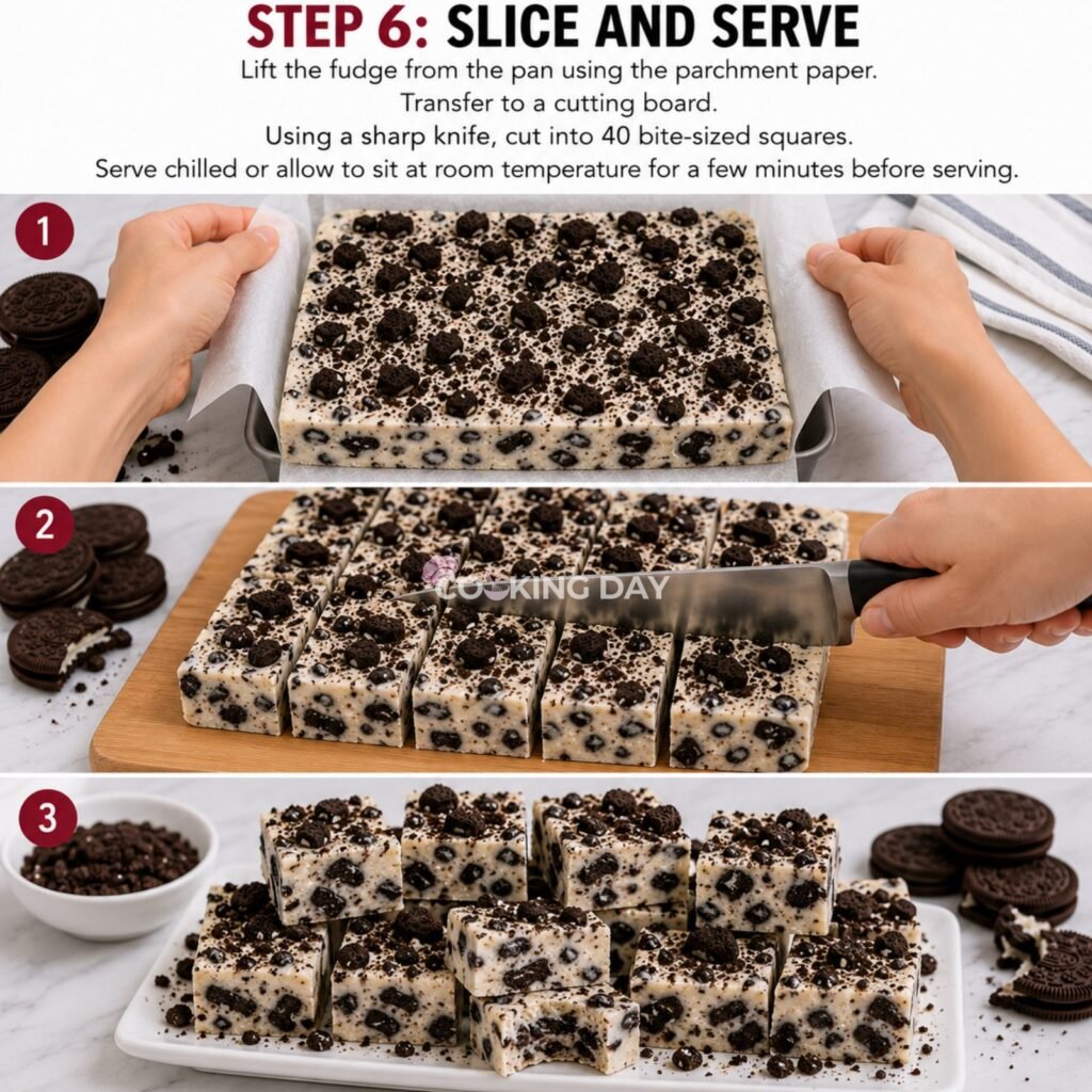 SLICE AND SERVE - COOKIES AND CREAM FUDGE