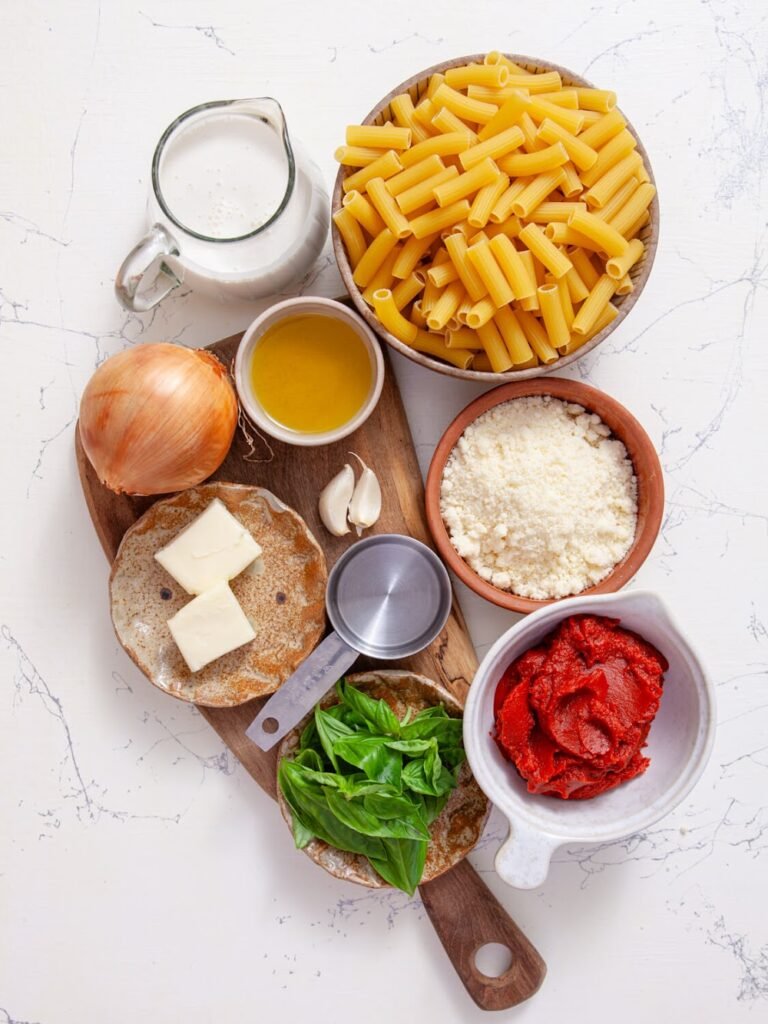 Ingredients - Rigatoni Vodka Pasta
