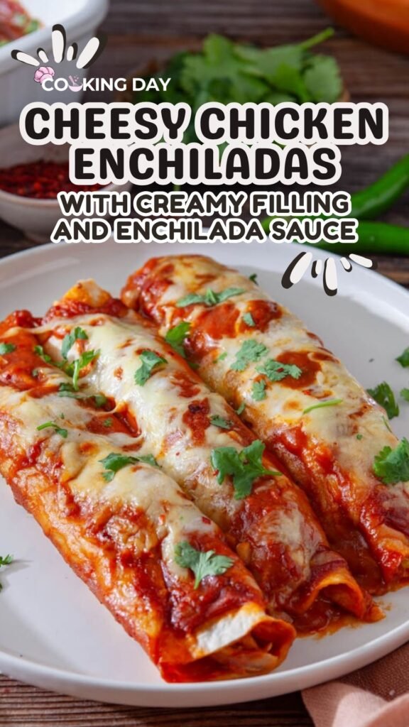 Cheesy Chicken Enchiladas with Creamy Filling and Enchilada Sauce