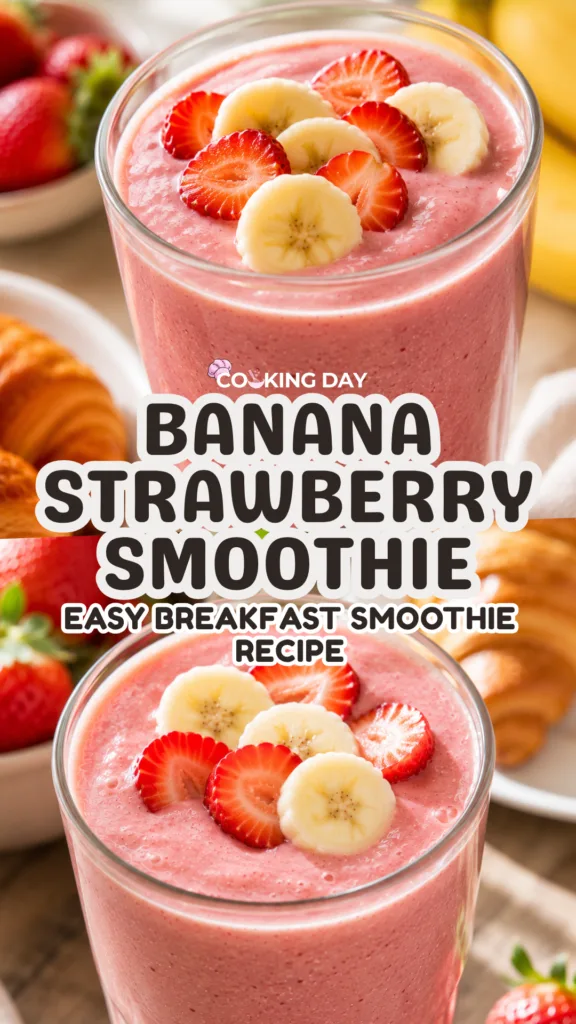Creamy Banana Strawberry Smoothie – Easy Breakfast Smoothie Recipe