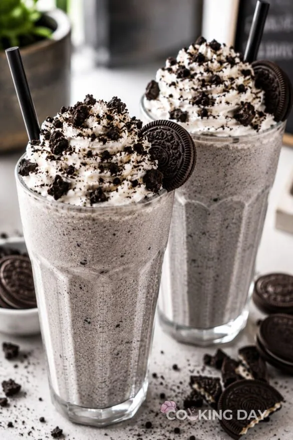 Creamy Oreo milkshake made with vanilla ice cream, milk, and Oreo cookies