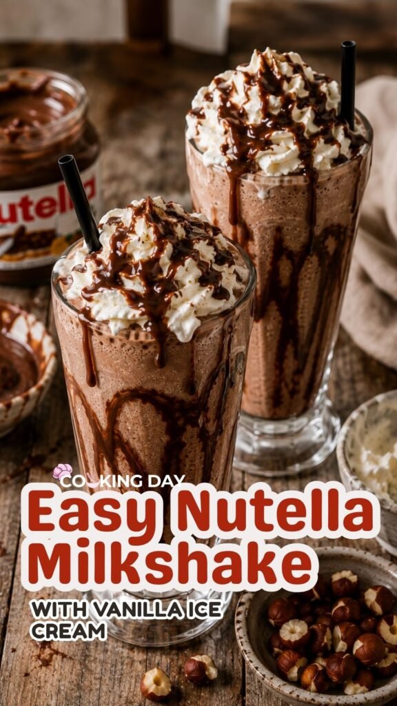 Easy Nutella Milkshake with Vanilla Ice Cream