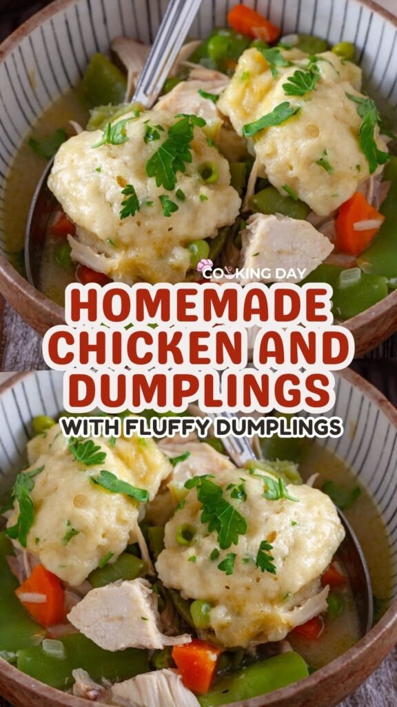 Homemade Chicken and Dumplings with Fluffy Dumplings