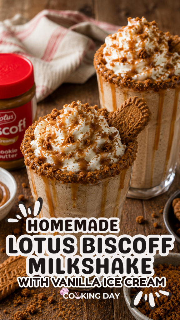 Homemade Lotus Biscoff Milkshake with Vanilla Ice Cream