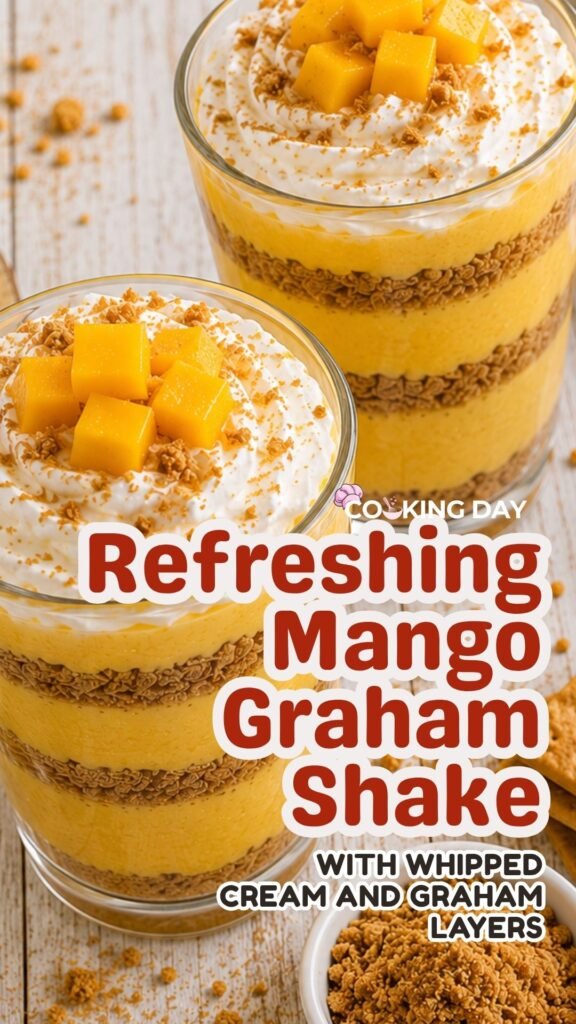 Refreshing Mango Graham Shake with Whipped Cream and Graham Layers