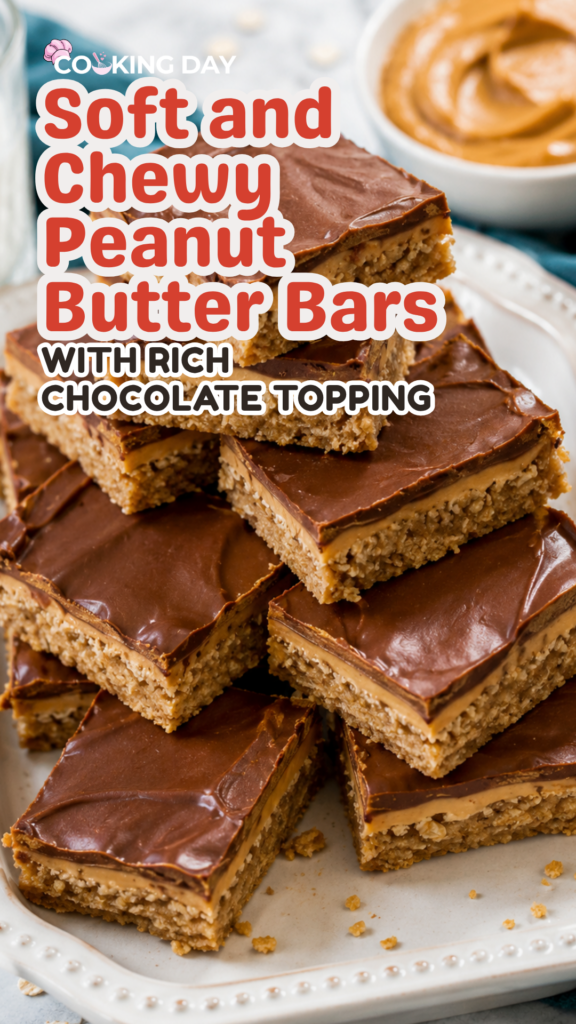 Soft and Chewy Peanut Butter Bars with Rich Chocolate Topping