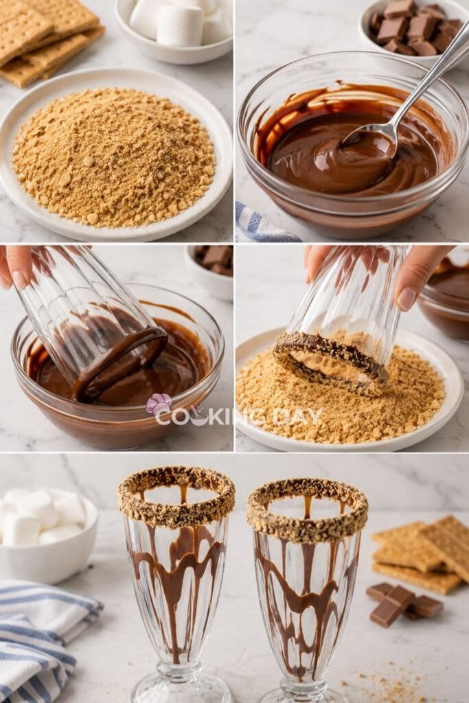 Prepare the Glasses-S’mores Milkshake
