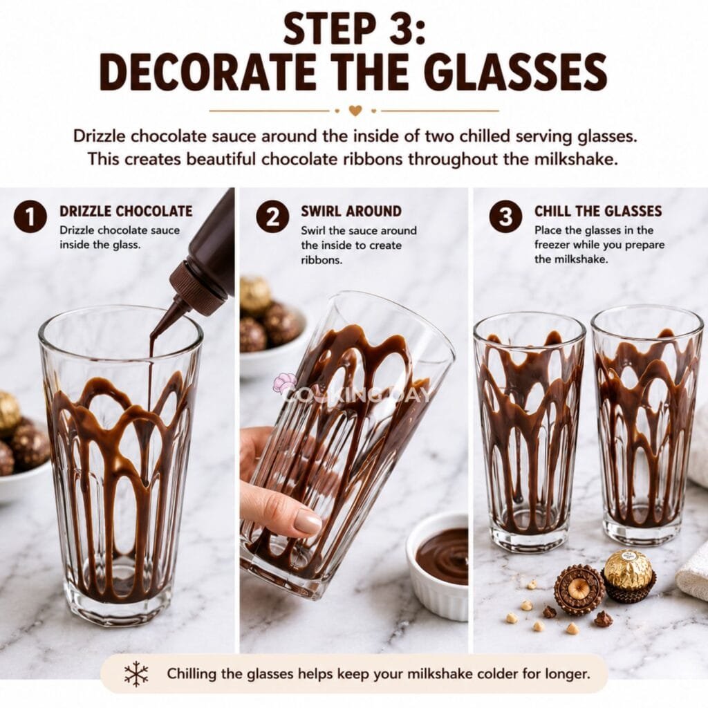 Step 3:Decorate the Glasses - EASY FERRERO ROCHER MILKSHAKE