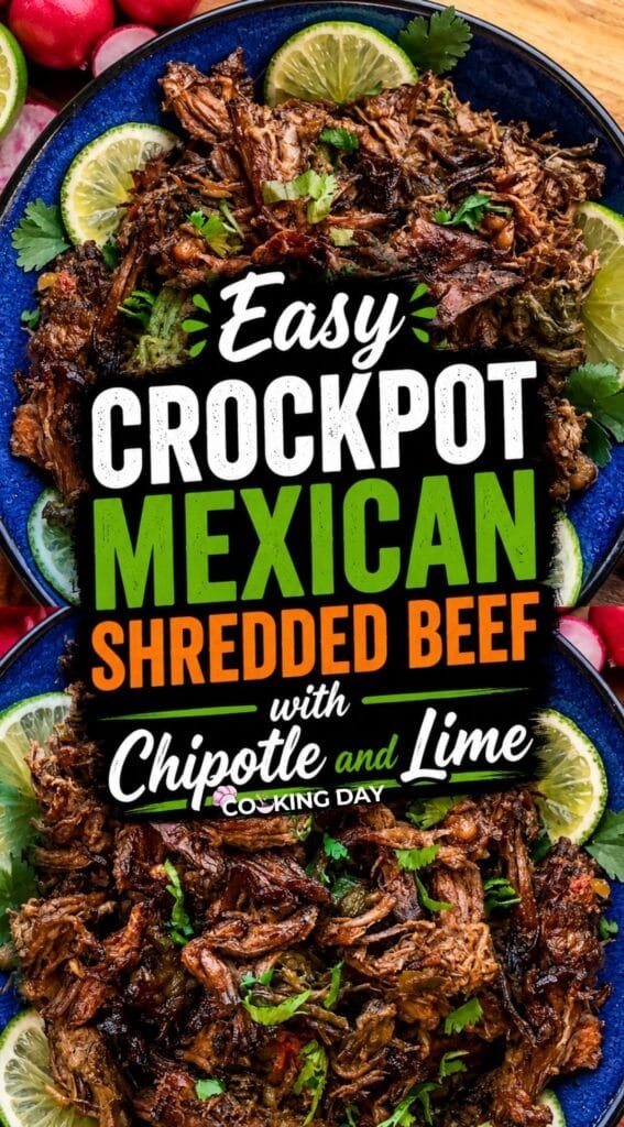 Easy Crockpot Mexican Shredded Beef with Chipotle and Lime