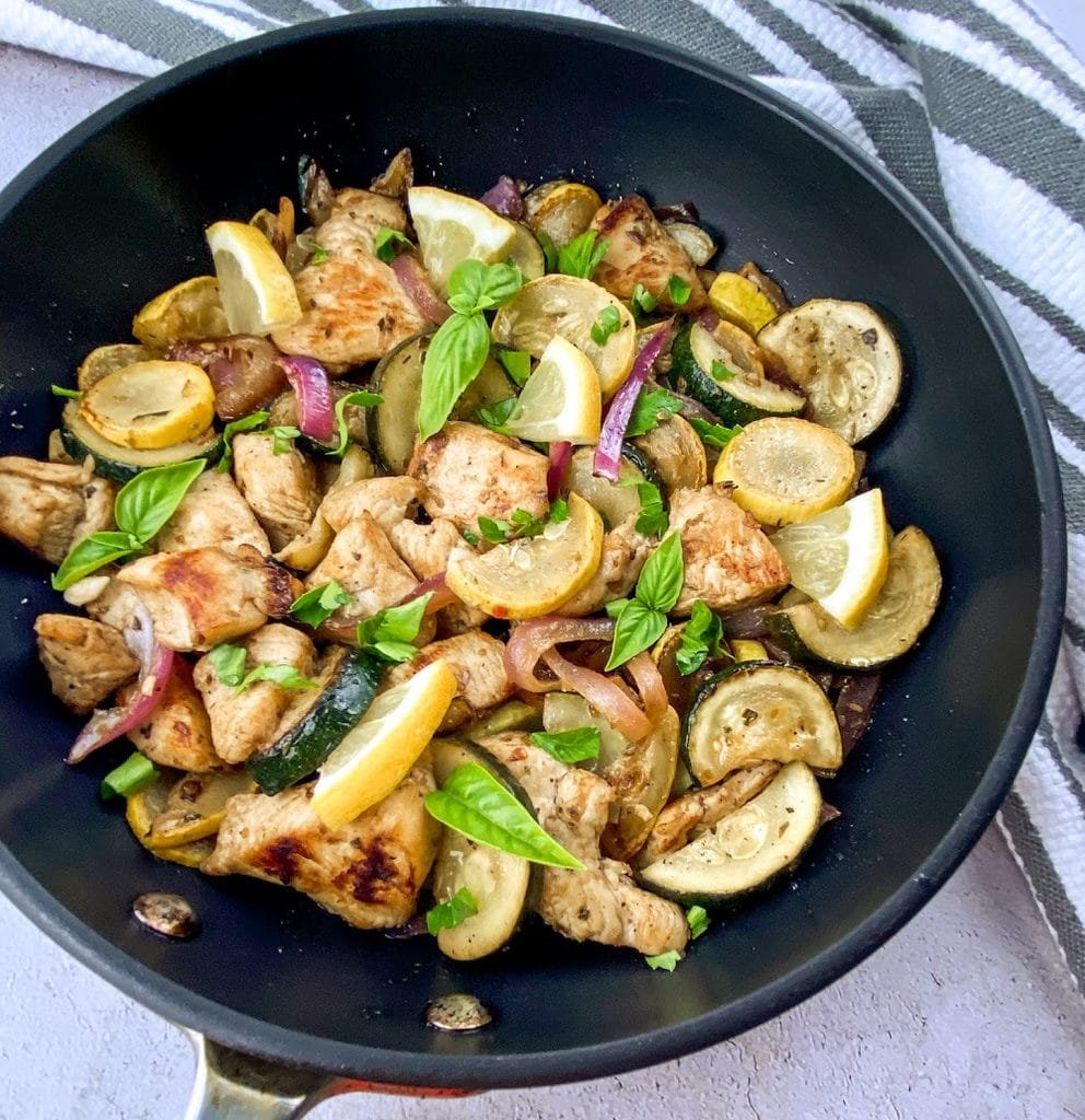 Easy One-Pan Lemon Chicken with Zucchini and Yellow Squash