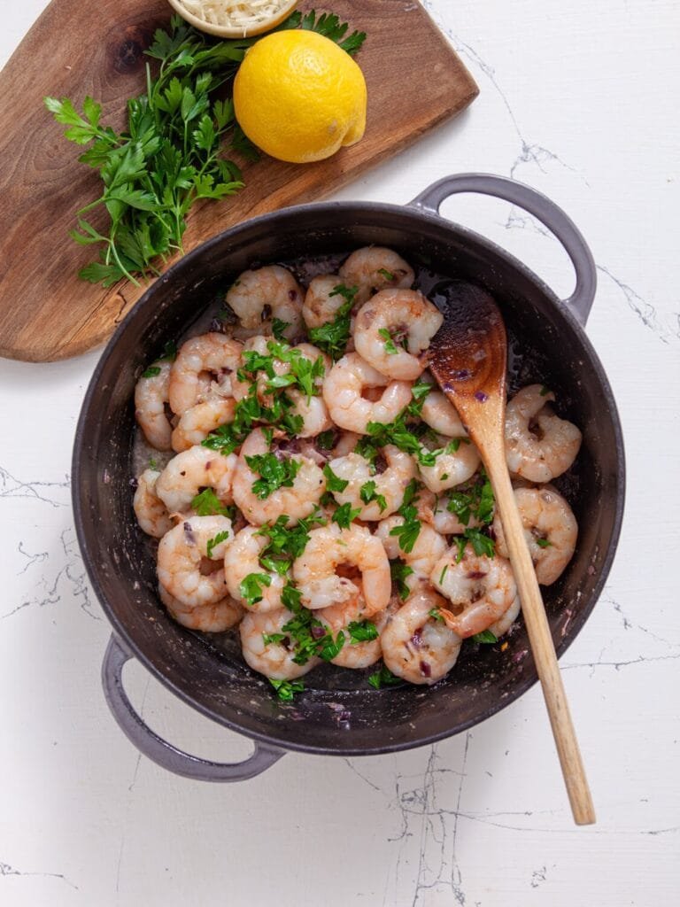 Step 4: Add the Parsley and Lemon - Shrimp Scampi with Spaghetti
