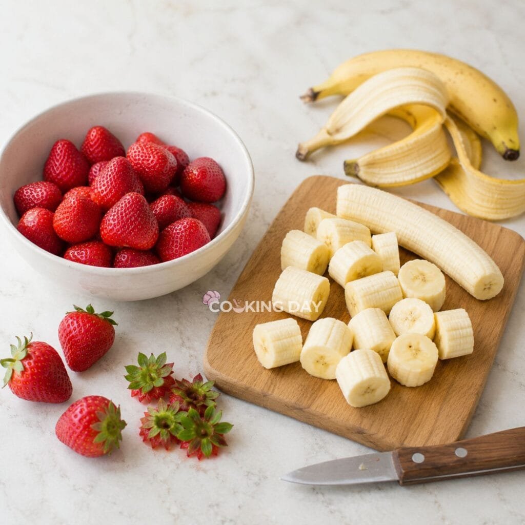 Step 1_ Prepare the Fruit - Easy Strawberry Banana Milkshake