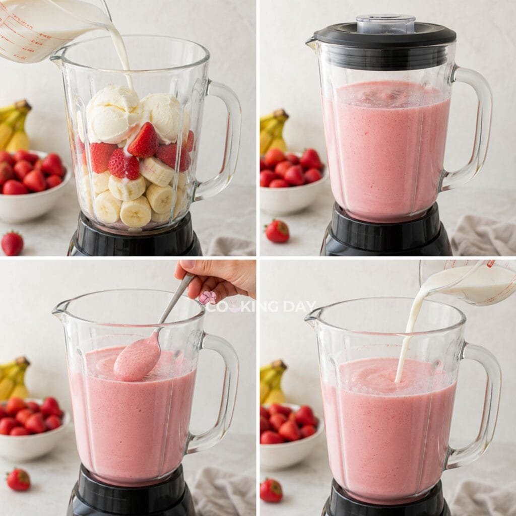 Step 2: Blend - Easy Strawberry Banana Milkshake