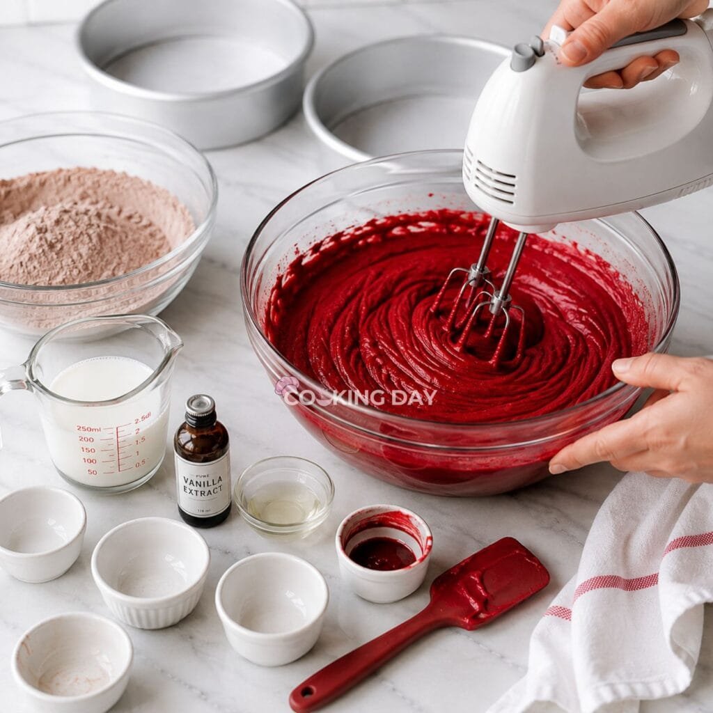 Step 3_ Prepare the Batter - Red Velvet Cake