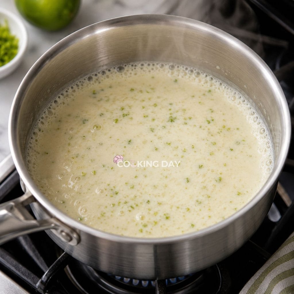 Step 3: Reheat the Infused Cream -Key Lime Pie Truffles