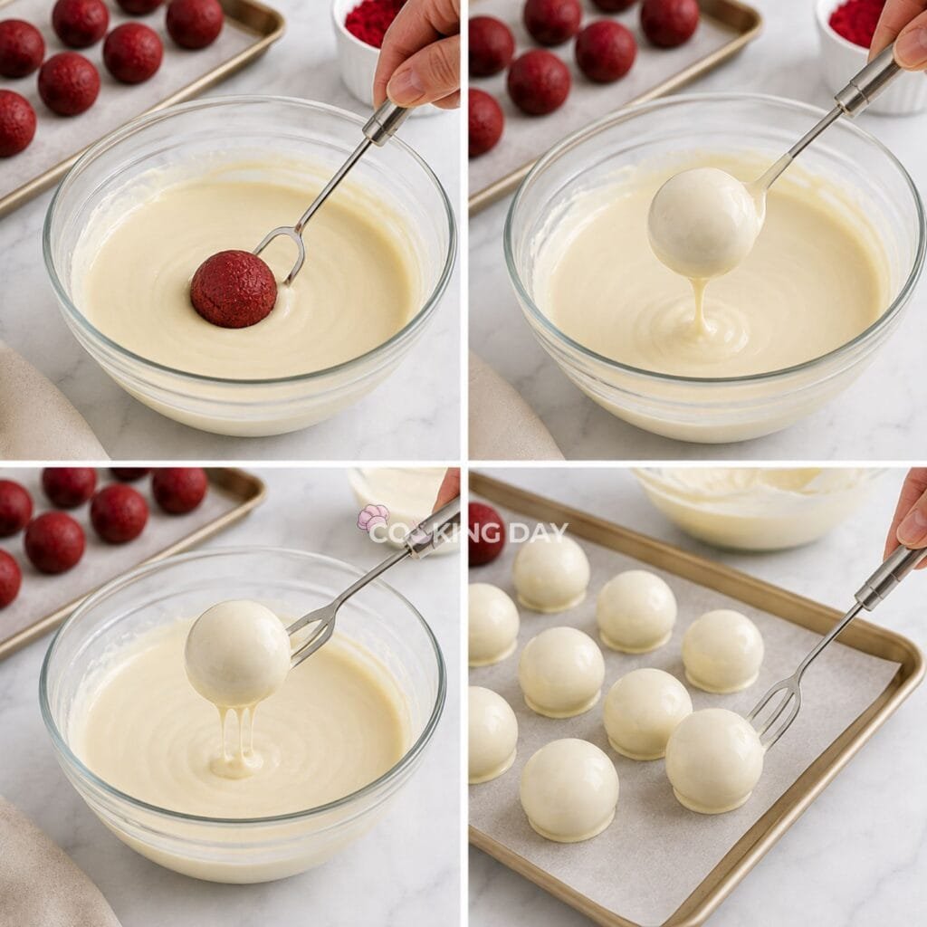 Step 5_ Dip the Truffles - Red Velvet Truffles