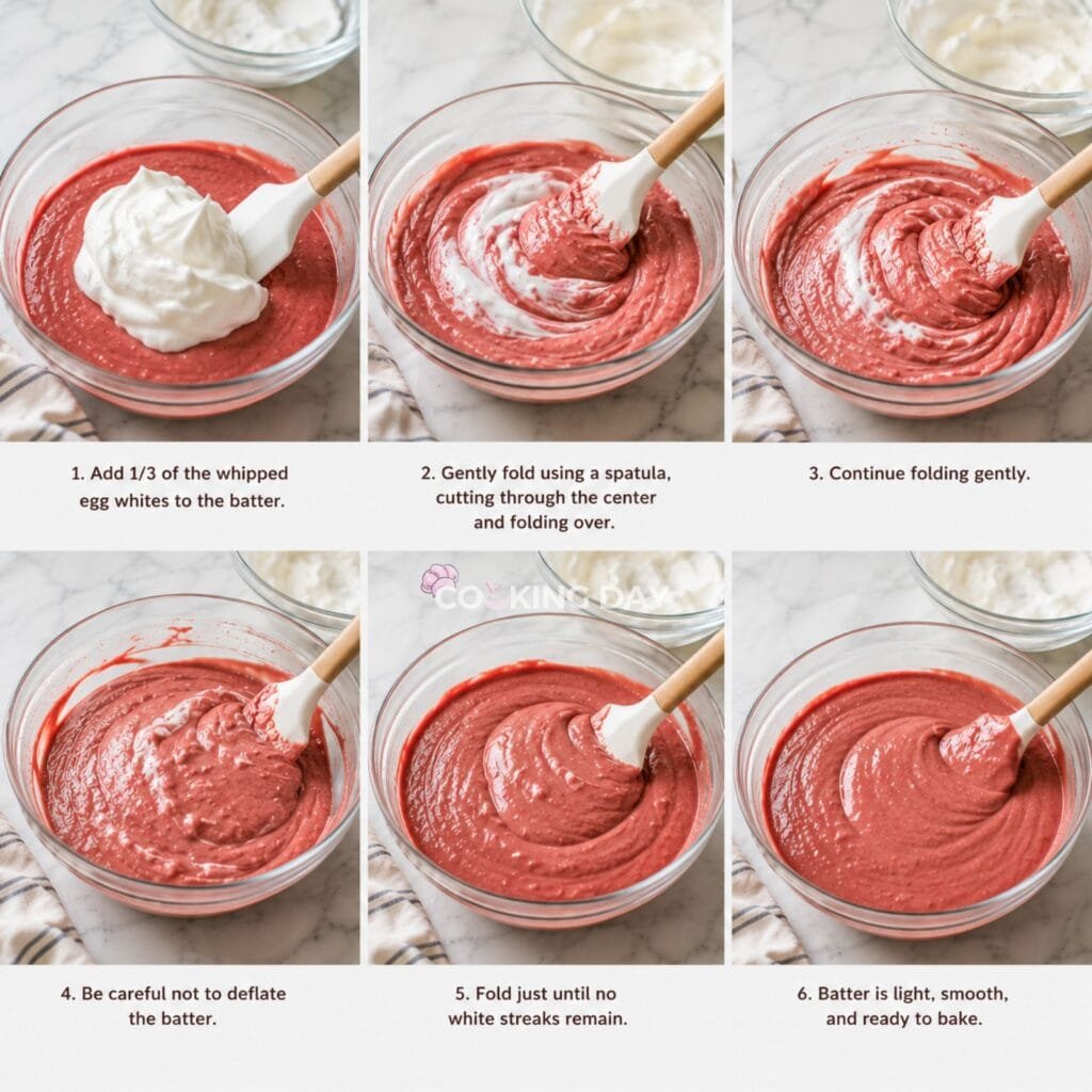 Step 8_ Fold the Egg Whites into the Batter - Red Velvet Cake