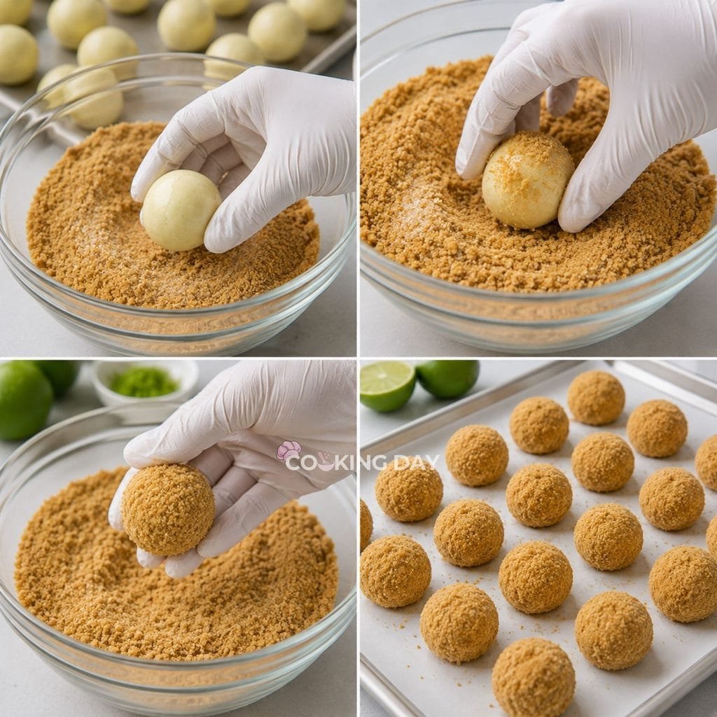 Step 9: Coat with Graham Cracker Crumbs -Key Lime Pie Truffles
