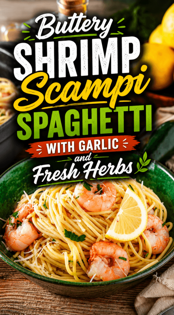 Buttery Shrimp Scampi Spaghetti with Garlic and Fresh Herbs