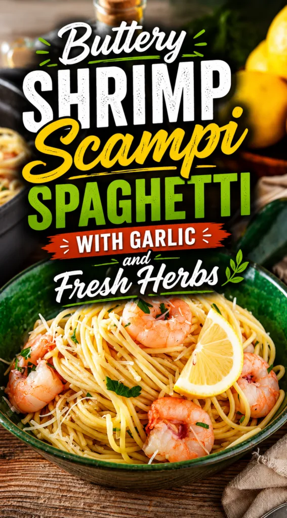 Buttery Shrimp Scampi Spaghetti with Garlic and Fresh Herbs