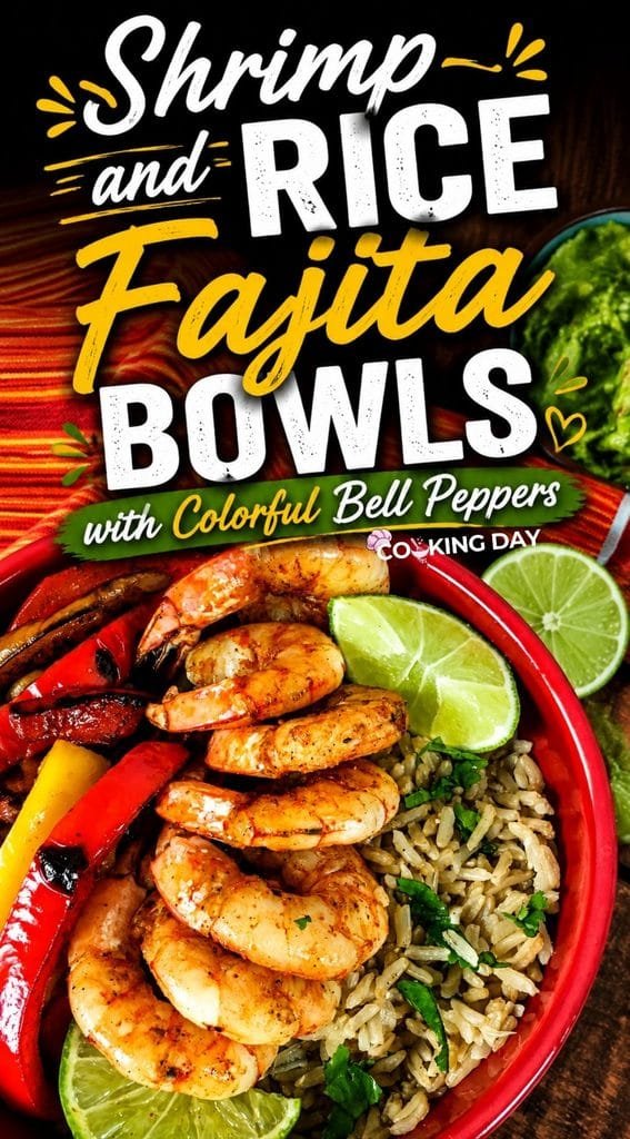 Shrimp and Rice Fajita Bowls with Colorful Bell Peppers