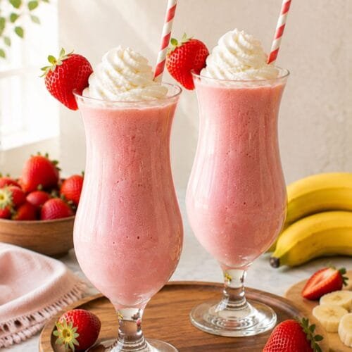 Fresh Strawberry Banana Smooth Milkshake