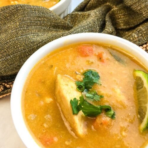 Creamy Thai Coconut Curry Soup with Chicken and Red Curry