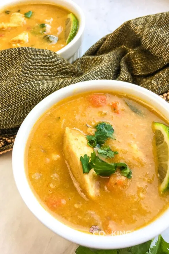 Creamy Thai Coconut Curry Soup with Chicken and Red Curry