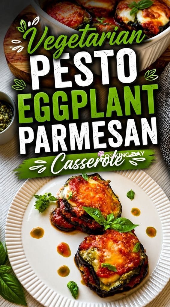 Vegetarian Pesto Eggplant Parmesan Casserole