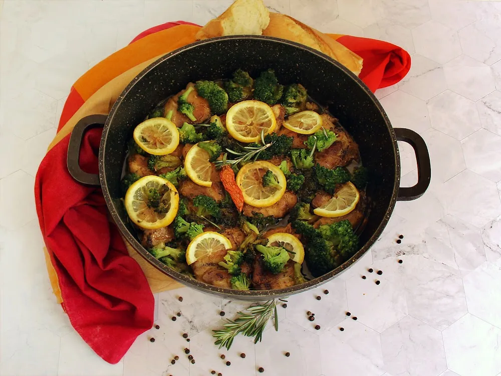 Simmer Until Cooked -One Skillet Lemon Rosemary Chicken and Broccoli