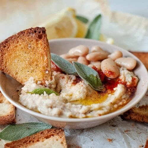 Easy White Bean Dip and Pita Chips for a Party Appetizer