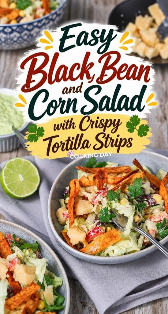 Easy Black Bean and Corn Salad with Crispy Tortilla Strips