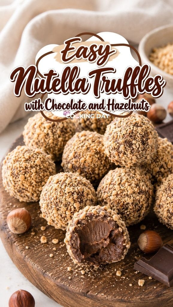 Easy Nutella Truffles with Chocolate and Hazelnuts