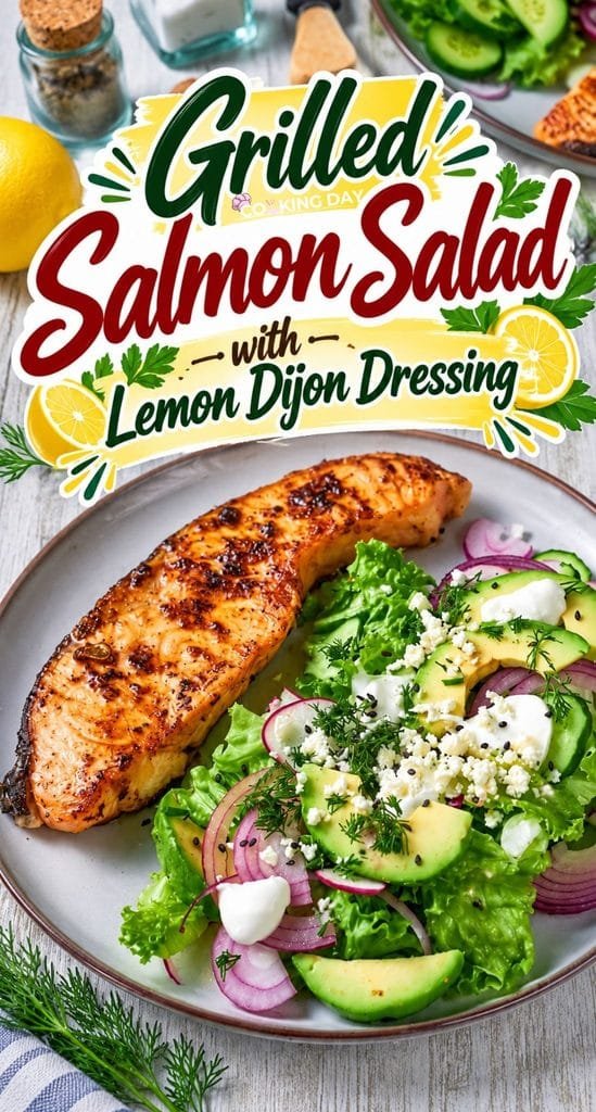 Grilled Salmon Salad with Lemon Dijon Dressing