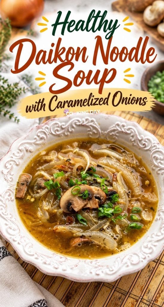 Healthy Daikon Noodle Soup with Caramelized Onions