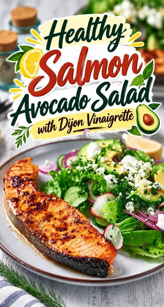 Healthy Salmon Avocado Salad with Dijon Vinaigrette
