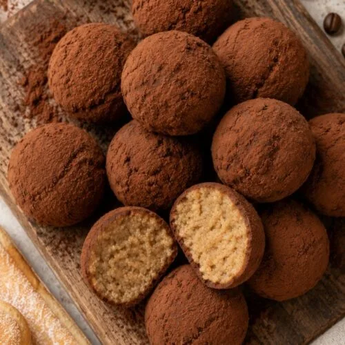 Homemade Coffee Tiramisu Truffles with Ladyfingers and Mascarpone