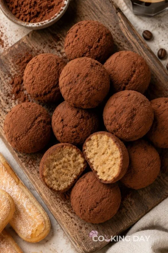 Homemade Coffee Tiramisu Truffles with Ladyfingers and Mascarpone