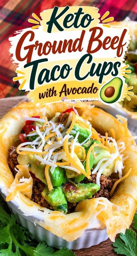 Keto Ground Beef Taco Cups with Avocado