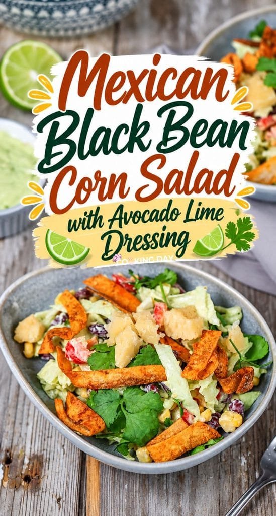 Mexican Black Bean Corn Salad with Avocado Lime Dressing