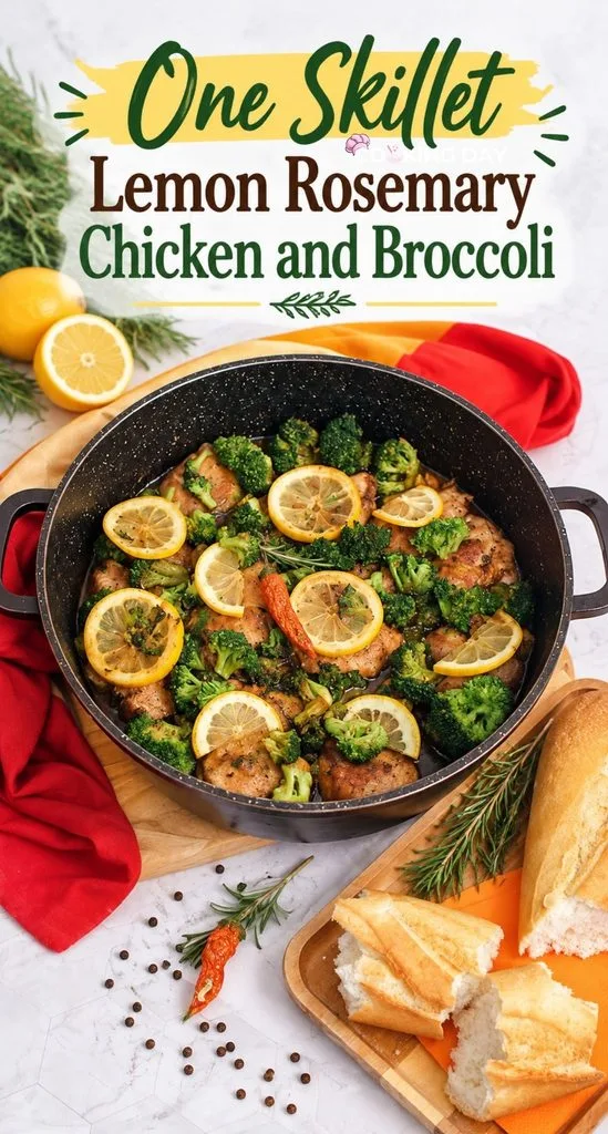 One Skillet Lemon Rosemary Chicken and Broccoli